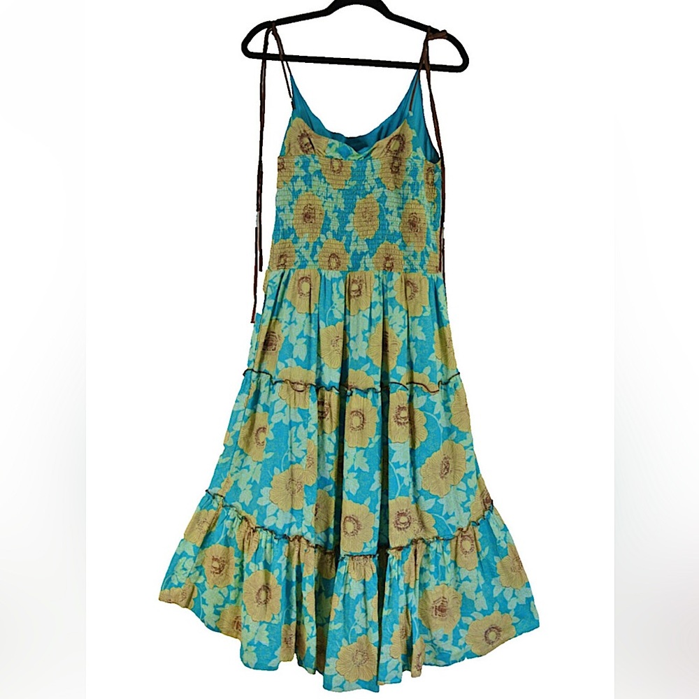 NWT Free People Adriel Tie Strap Tiered Midi Dress L - Picture 3 of 10